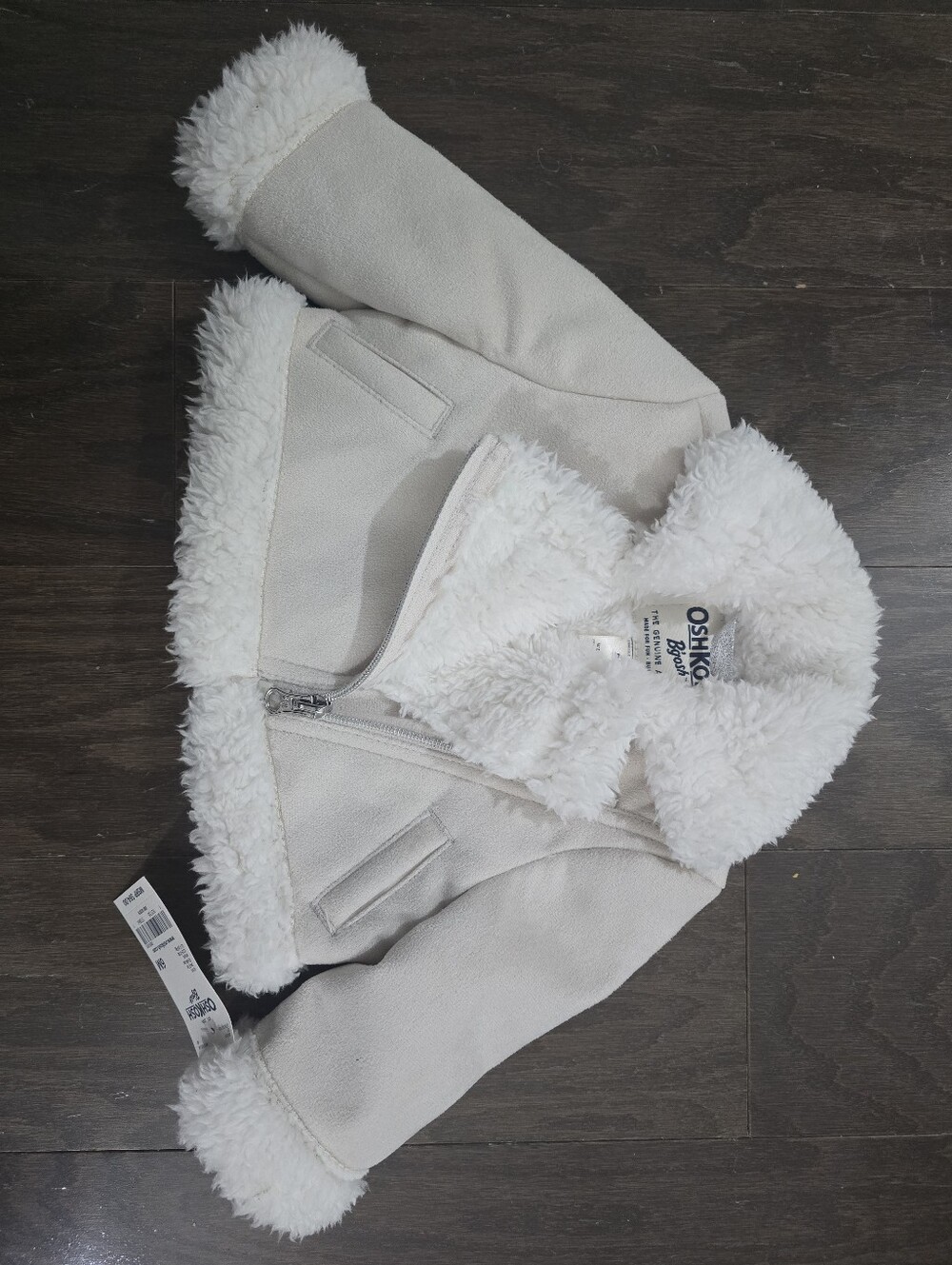 New! OshKosh B'gosh Cream Faux Shearling-Lined Coat for Baby 6 M Size Nwt